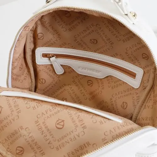 CafèNoir Logo Ad Alta Frequenza Zaino Donna Bianco con Zip