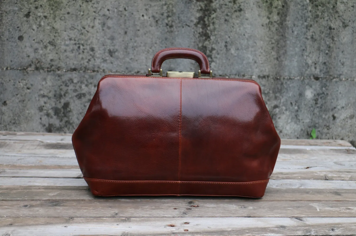 Aigin Milano Large Leather Doctor Bag borsa medico nera pelle