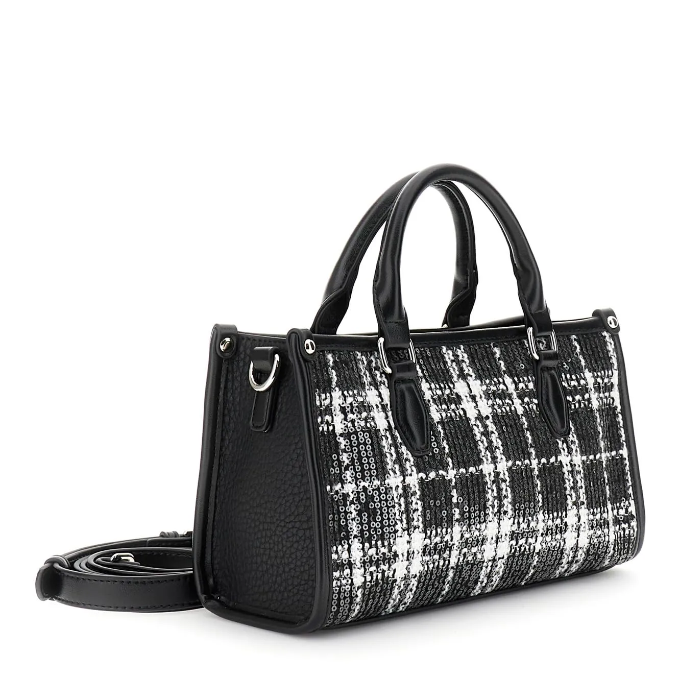CafèNoir Mini Bag Quadri Pochette Nera Paillettes