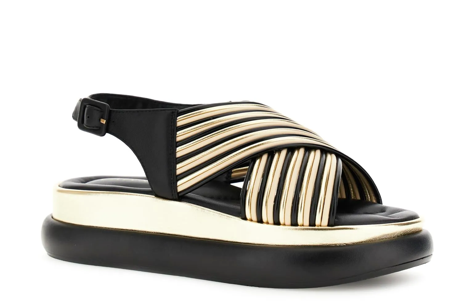 CafèNoir Sandali Pelle Incrociati Multi Nero 39 Piatti
