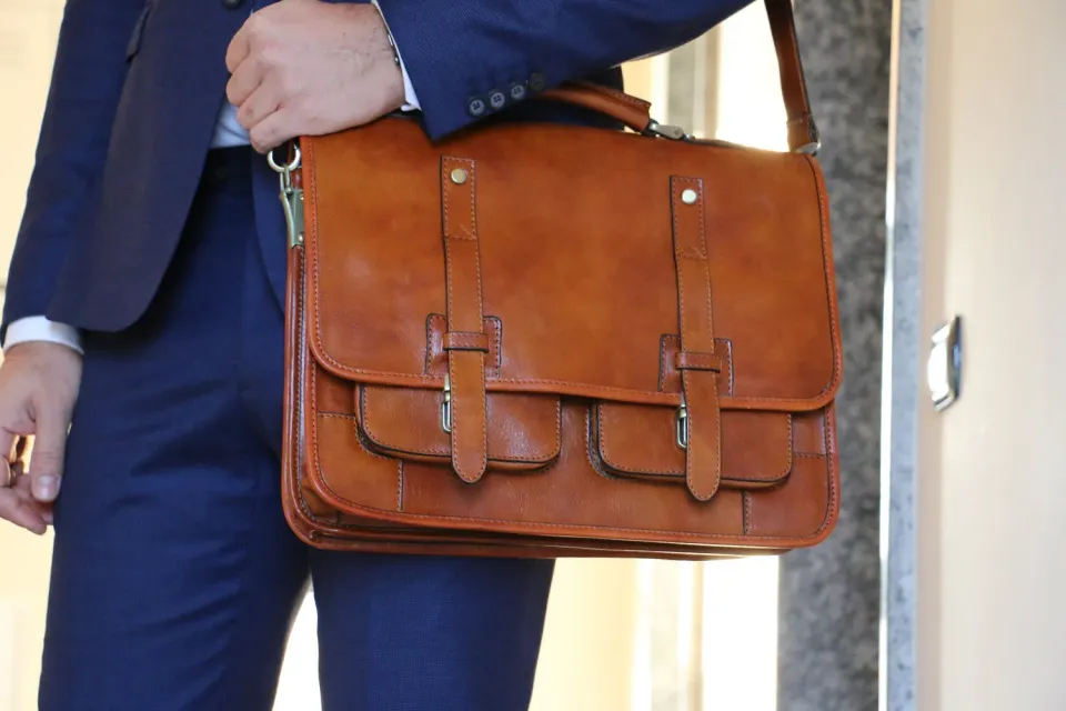 Aigin Milano Cartella Uomo Pelle Marrone Porta PC 38 cm