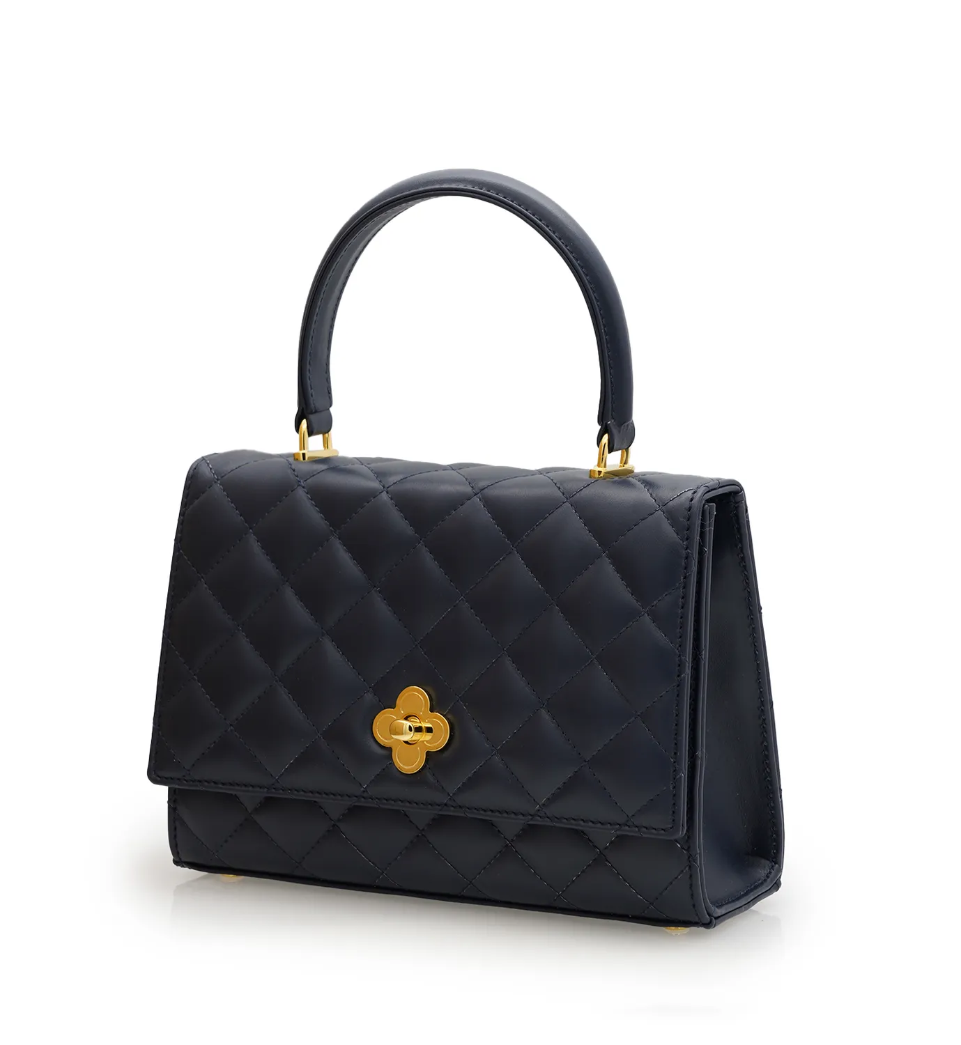 Cardinal Milano Opèra Flower Twist borsa navy vitello trapuntato