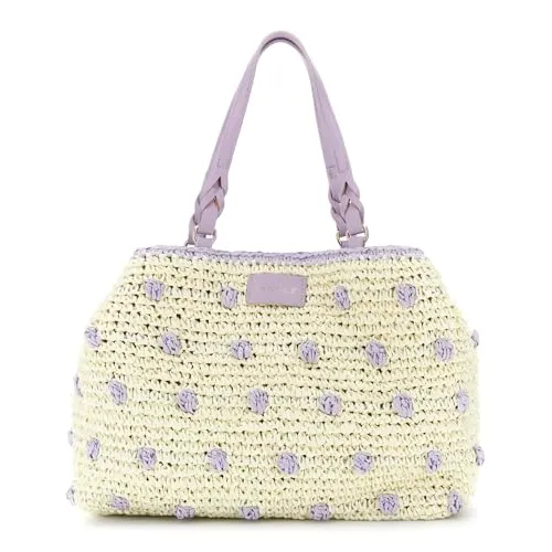CafèNoir Tote Spalla Crochet Latte Lilla Fatto Mano