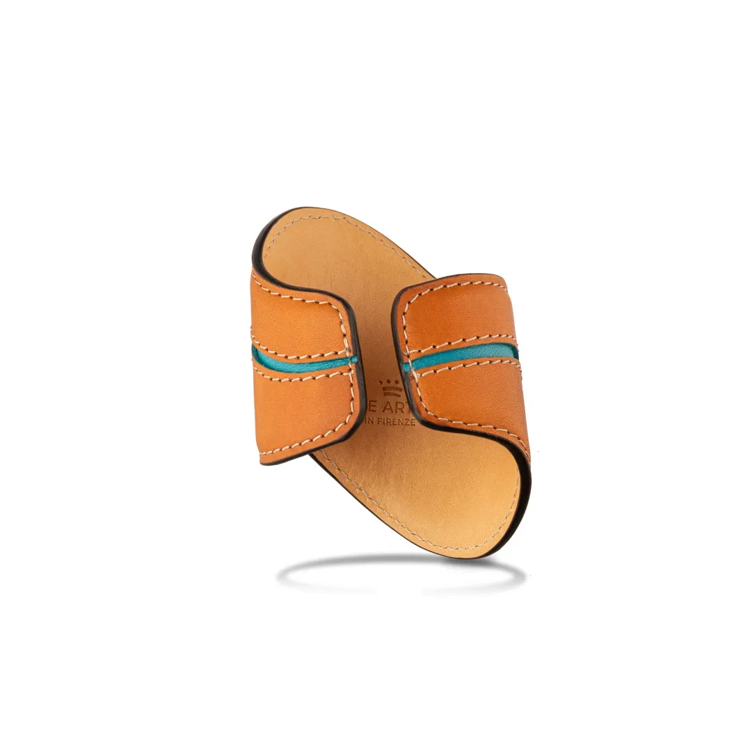 Re Artù in Firenze Mera bracciale pelle cognac turchese
