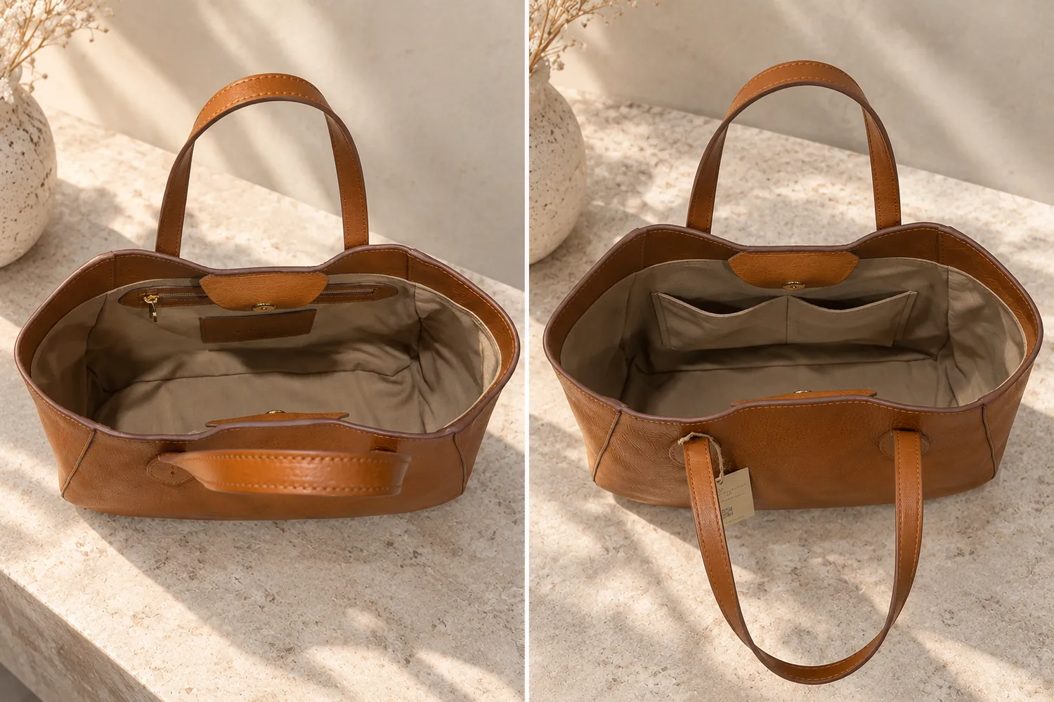 Aigin Milano Pure Leather Form Tote Pelle Naturale