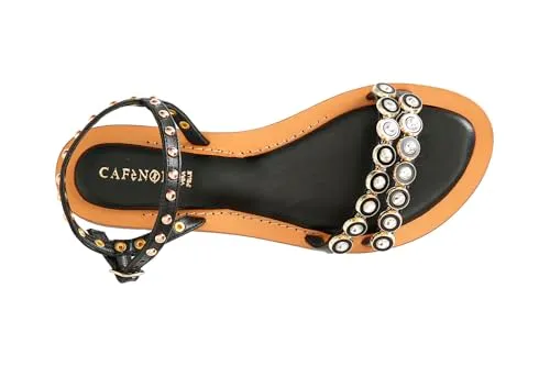 CafèNoir Gilda sandali nappa bianco borchie strass
