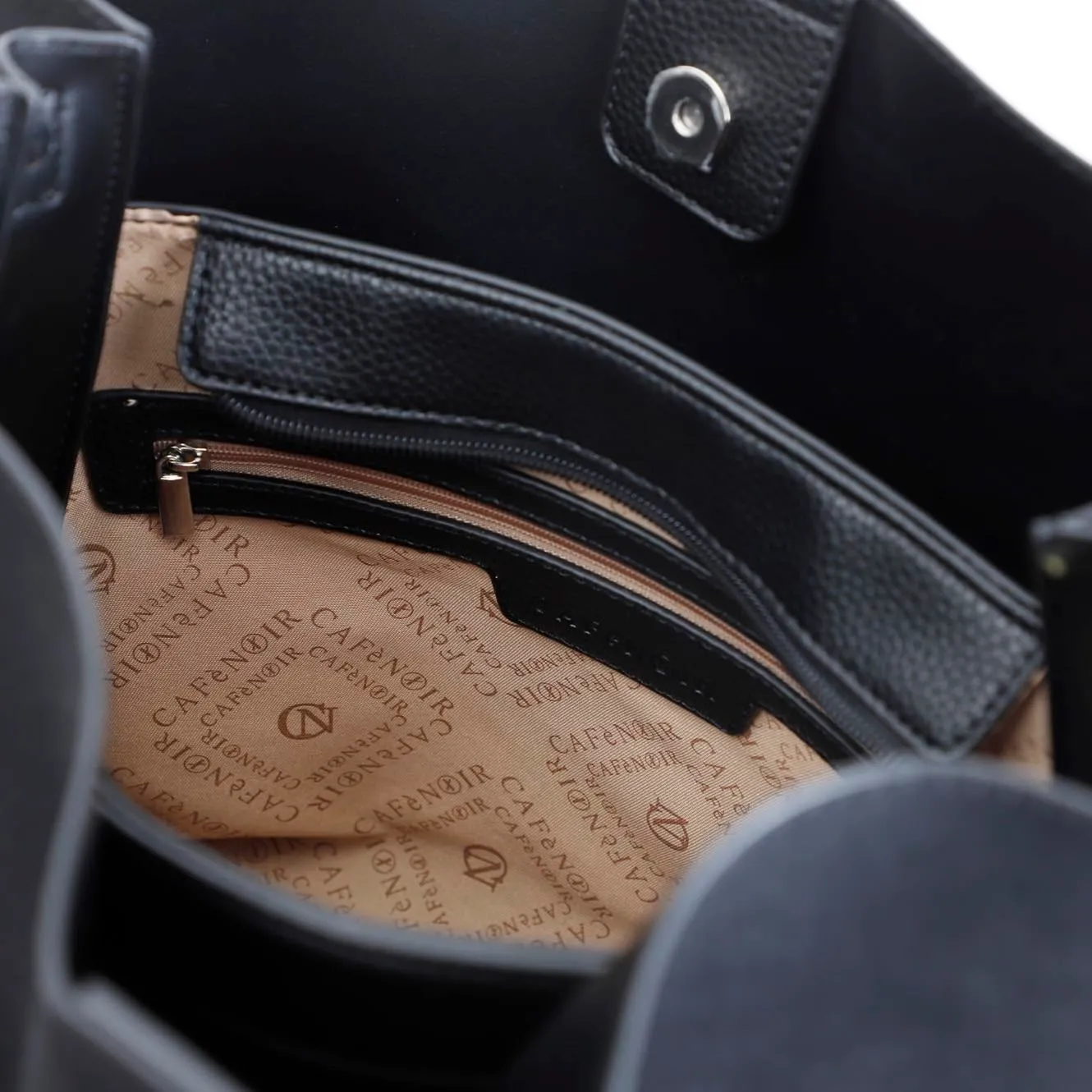 CafèNoir Effetto Suede Lettering borsa tracolla nera