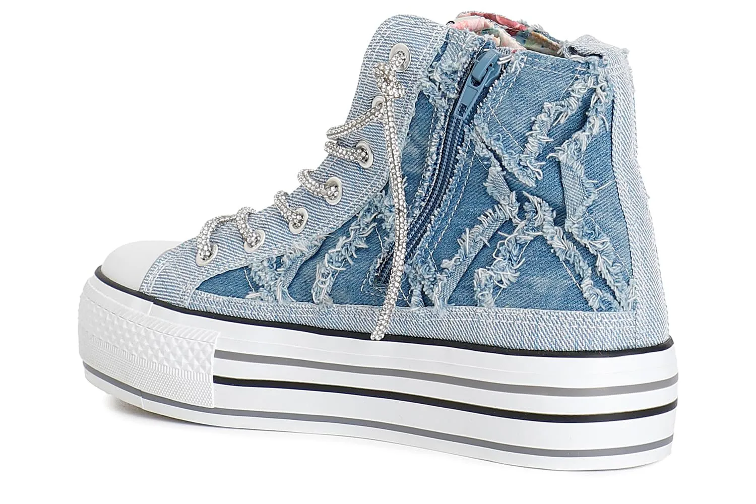 CafèNoir sneakers mid donna denim strass