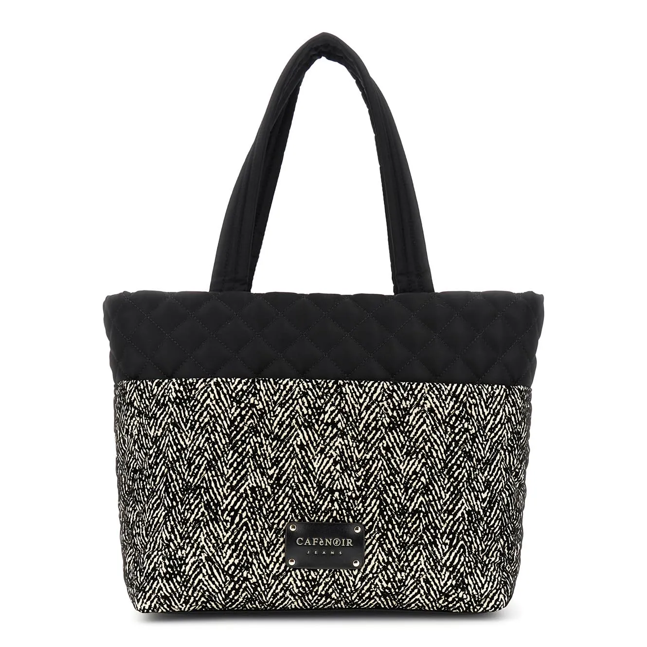 CafèNoir Shopping Bag Nylon Trapuntata Caramello Nero