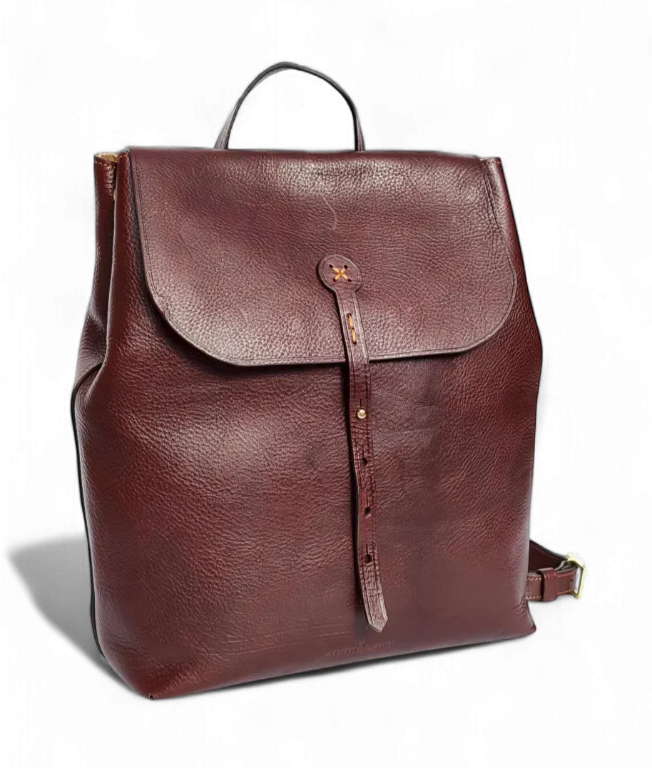 Aigin Milano Backpack zaino pelle marrone ottone vero