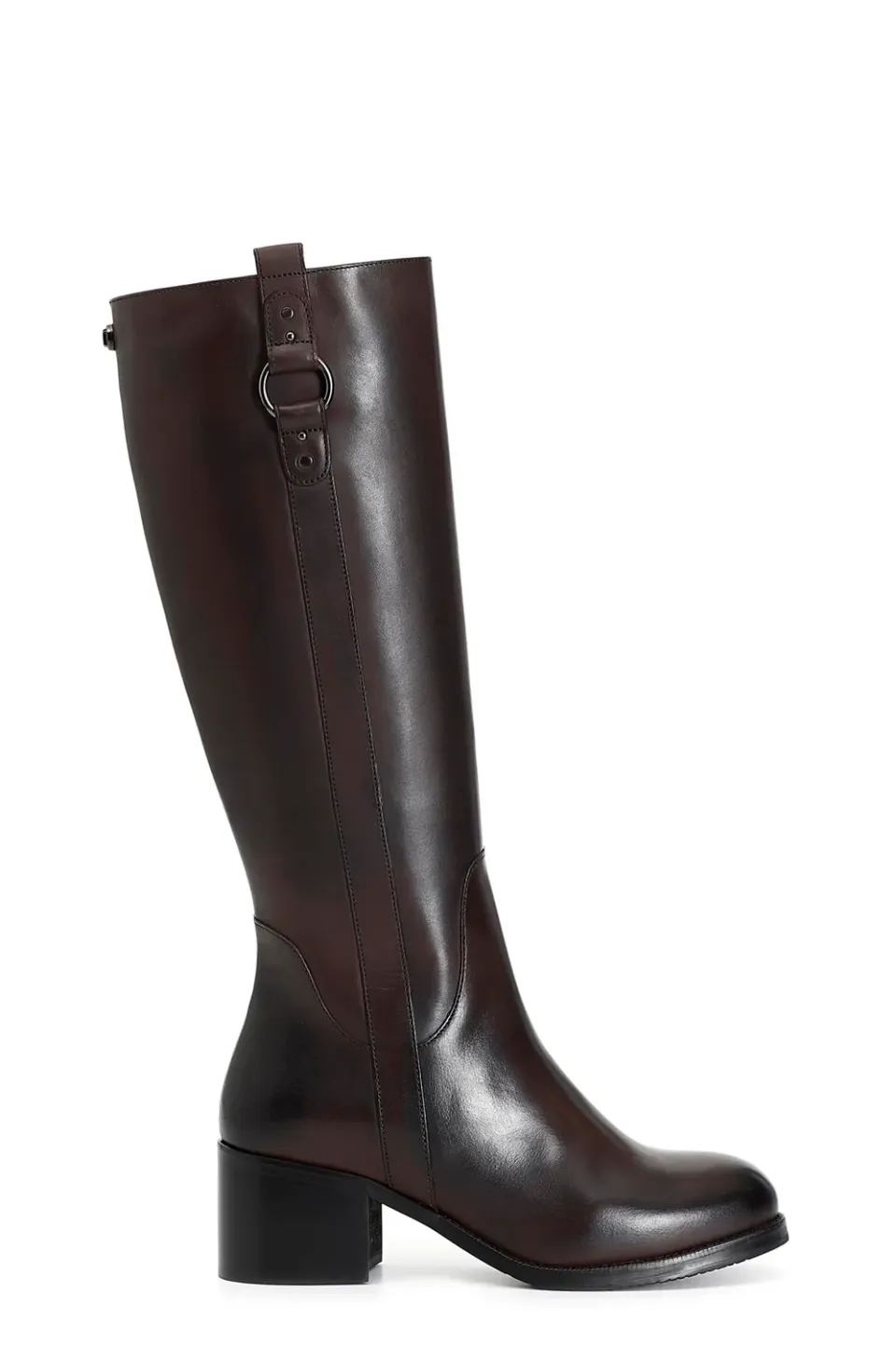 CafèNoir Stivale Donna in Pelle Testa di Moro con Anello