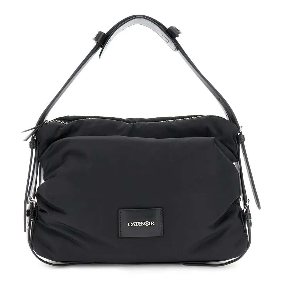 CafèNoir Sacca Nylon Nera con Cinghie Regolabili