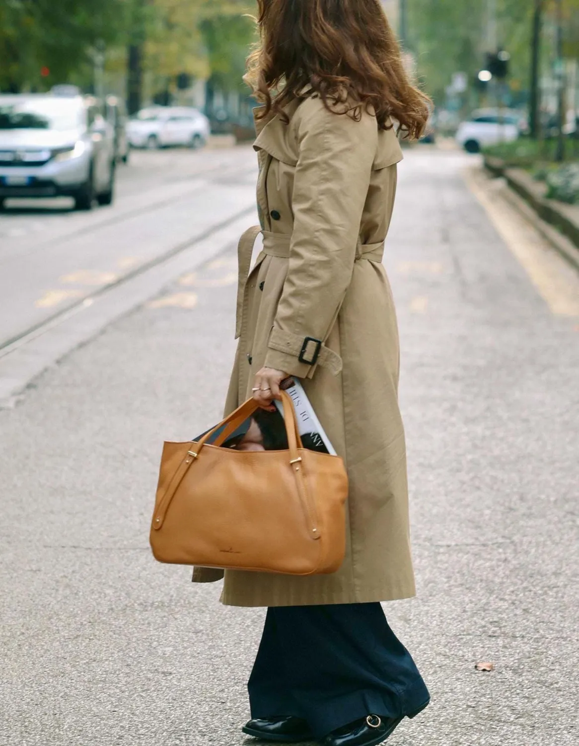 Aigin Milano Everyday Borsa Pelle Miele con Zip