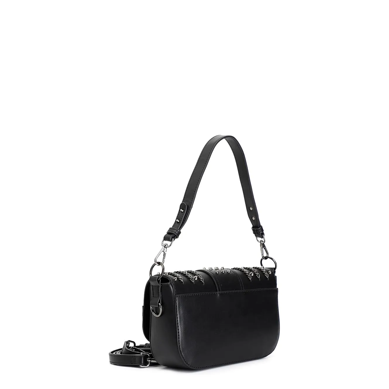 CafèNoir Borsa a Spalla Borchie Nera con Catene