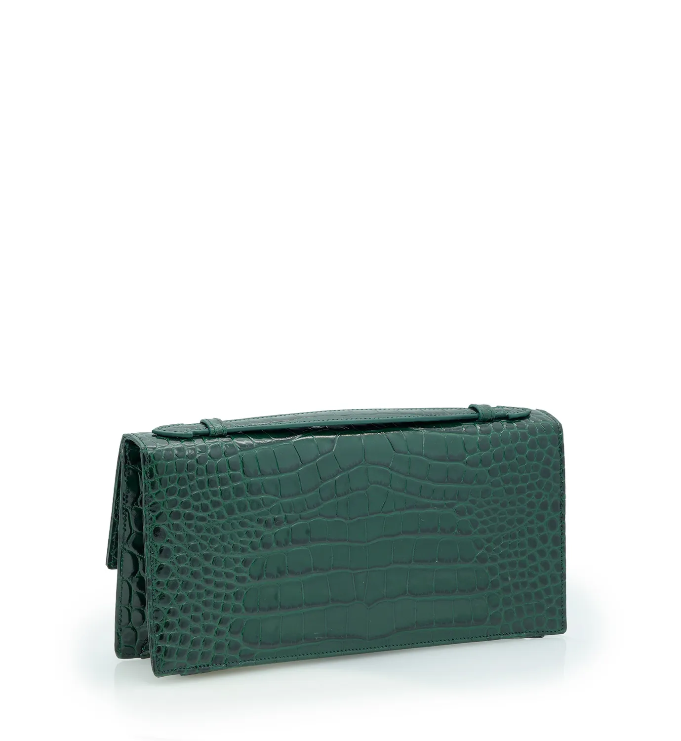Cardinal Milano Time 22 clutch verde vitello stampa coccodrillo