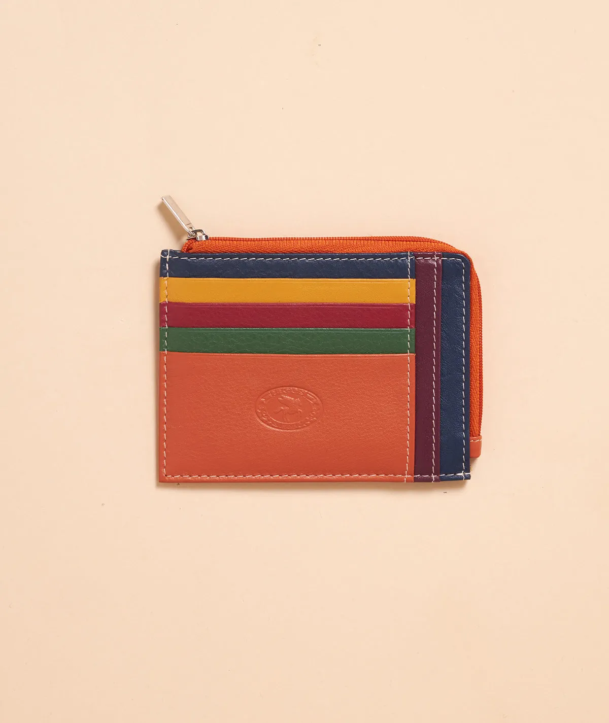 Figus 550 portacarte pelle zip Arancione Multicolor