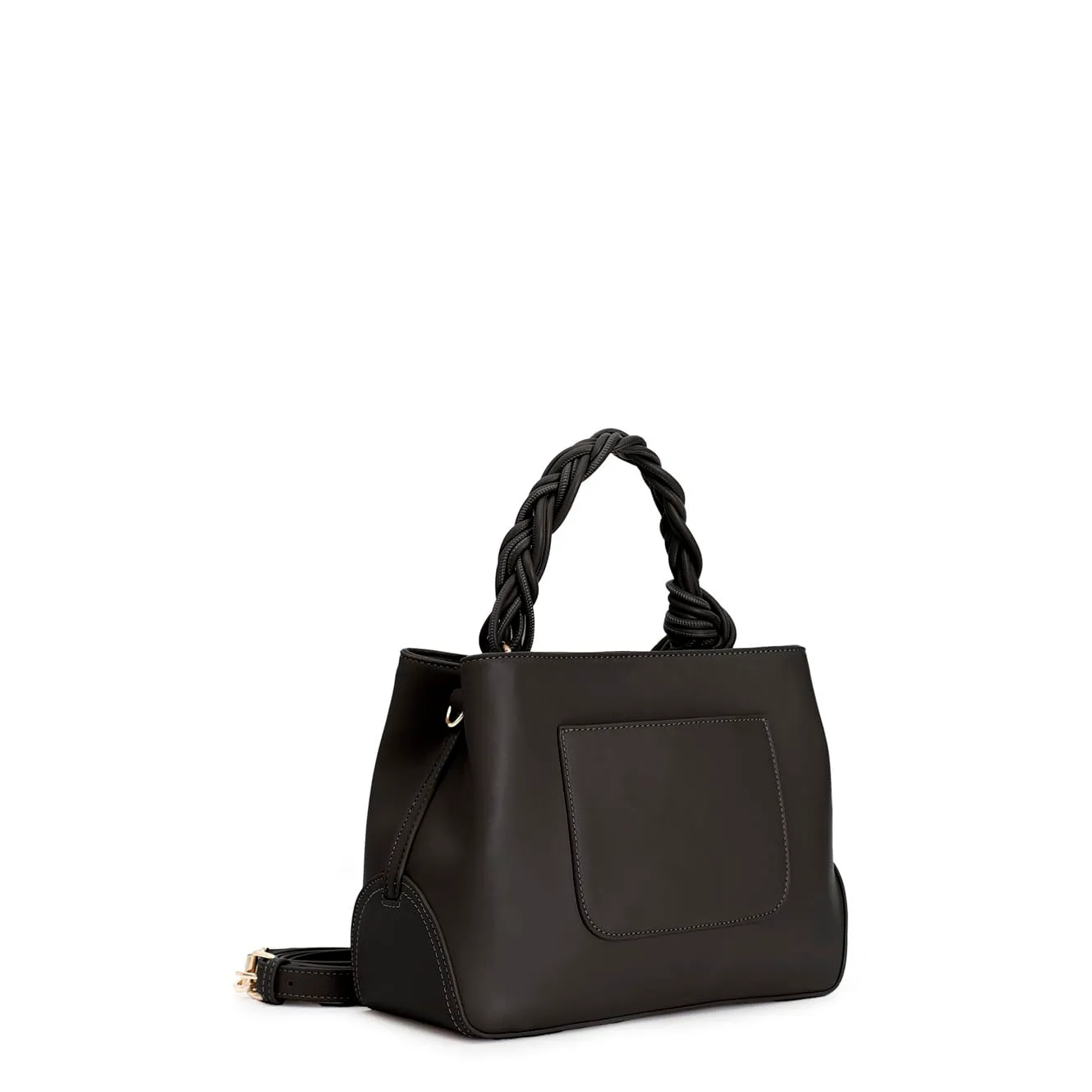 CafèNoir Borsa a Mano Manico Intrecciato Nero con Tracolla