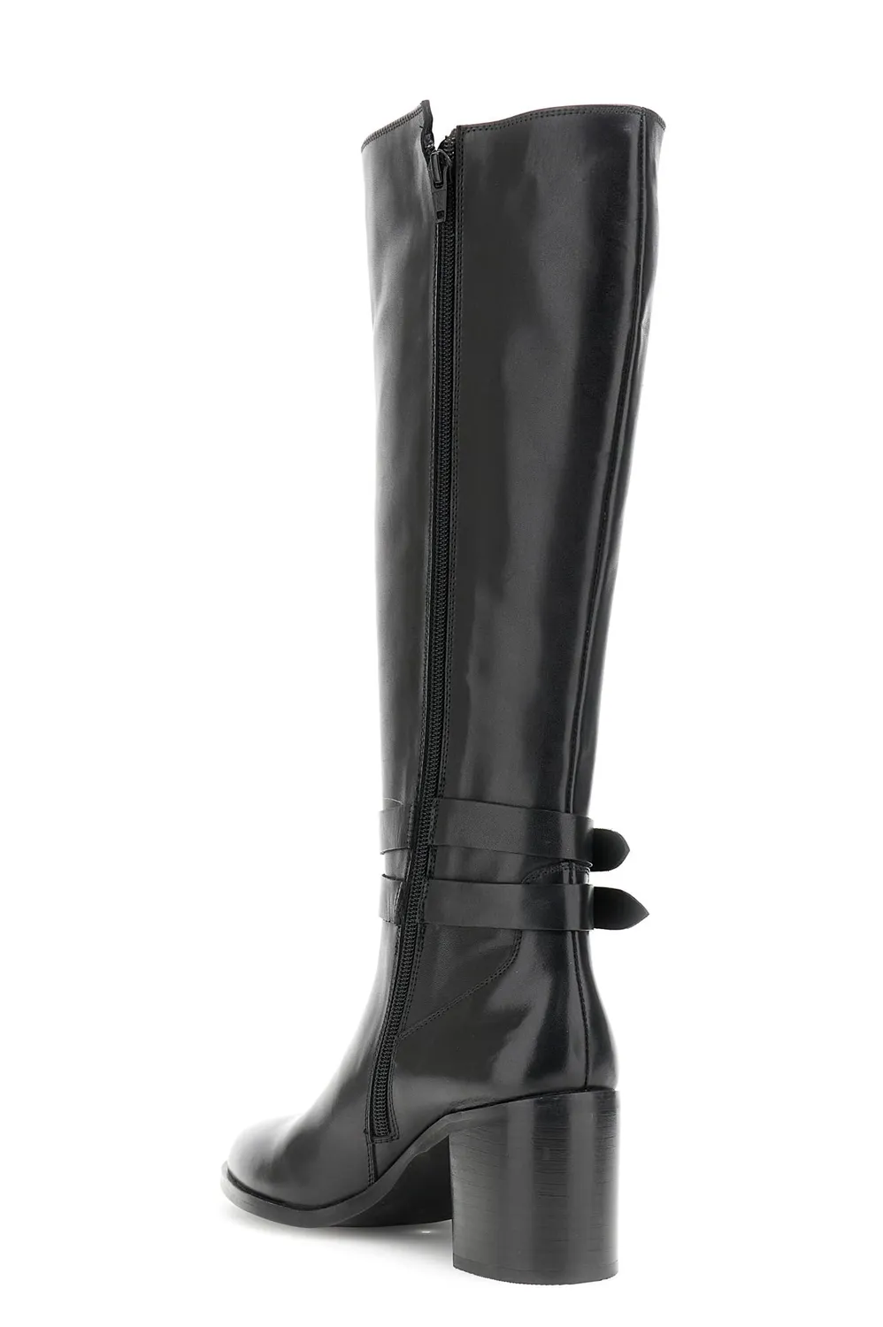 CafèNoir Stivali Donna Pelle Neri Fibbie Zip Tacco 7,3