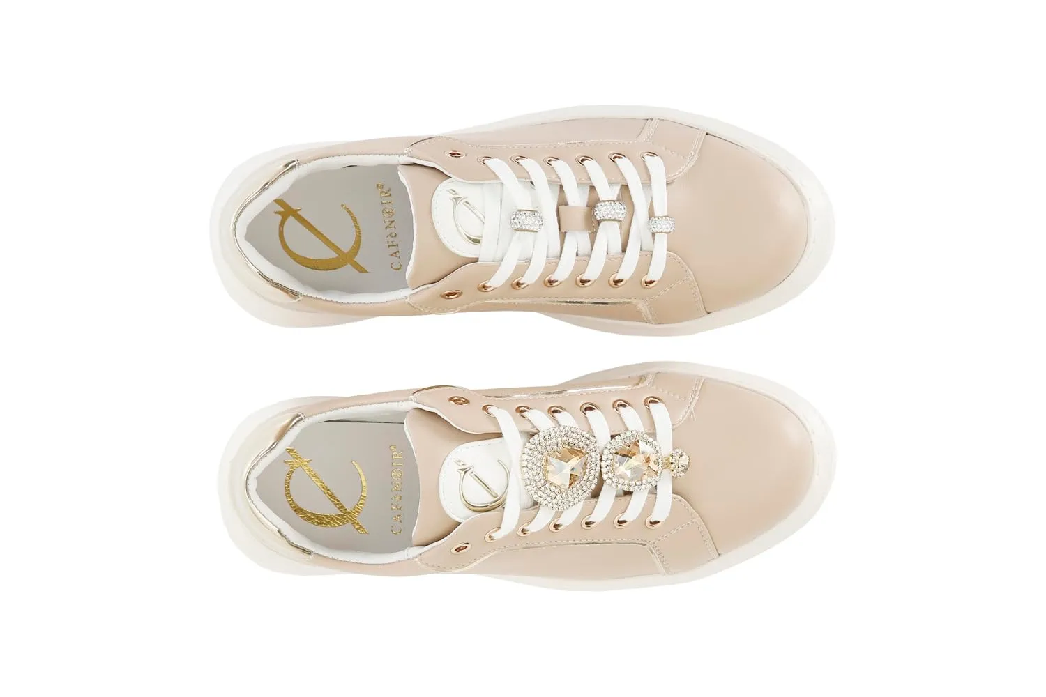 CafèNoir sneakers donna pelle bianco bordeaux gioiello