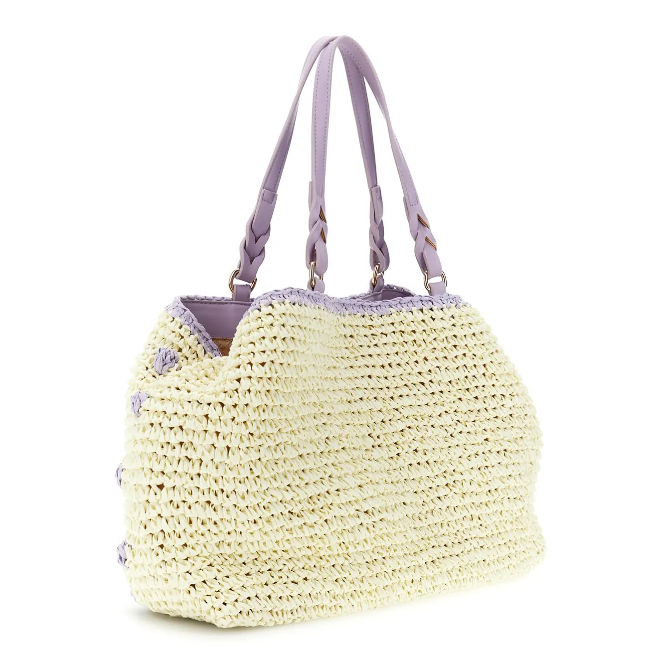CafèNoir Tote Spalla Crochet Latte Lilla Fatto Mano