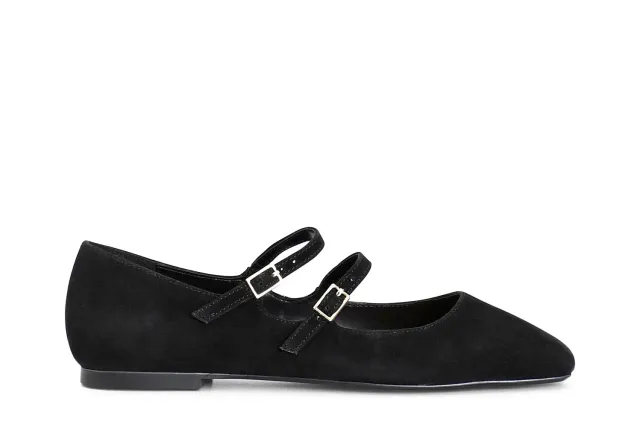 CafèNoir Ballerine Camoscio Nero Doppio Laccio Fibbia