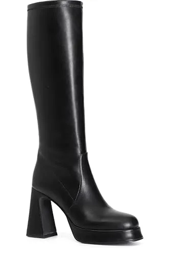CafèNoir Stivali Donna Similpelle Nero Stretch Tacco 95