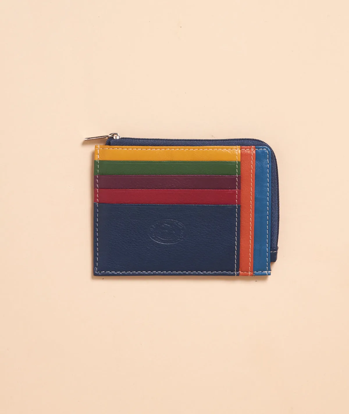 Figus 550 portacarte pelle zip Arancione Multicolor
