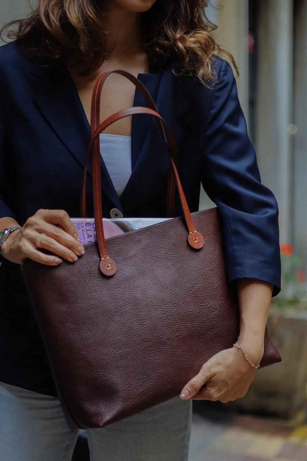 Aigin Milano Shoulder Borsa Pelle Miele da Spalla