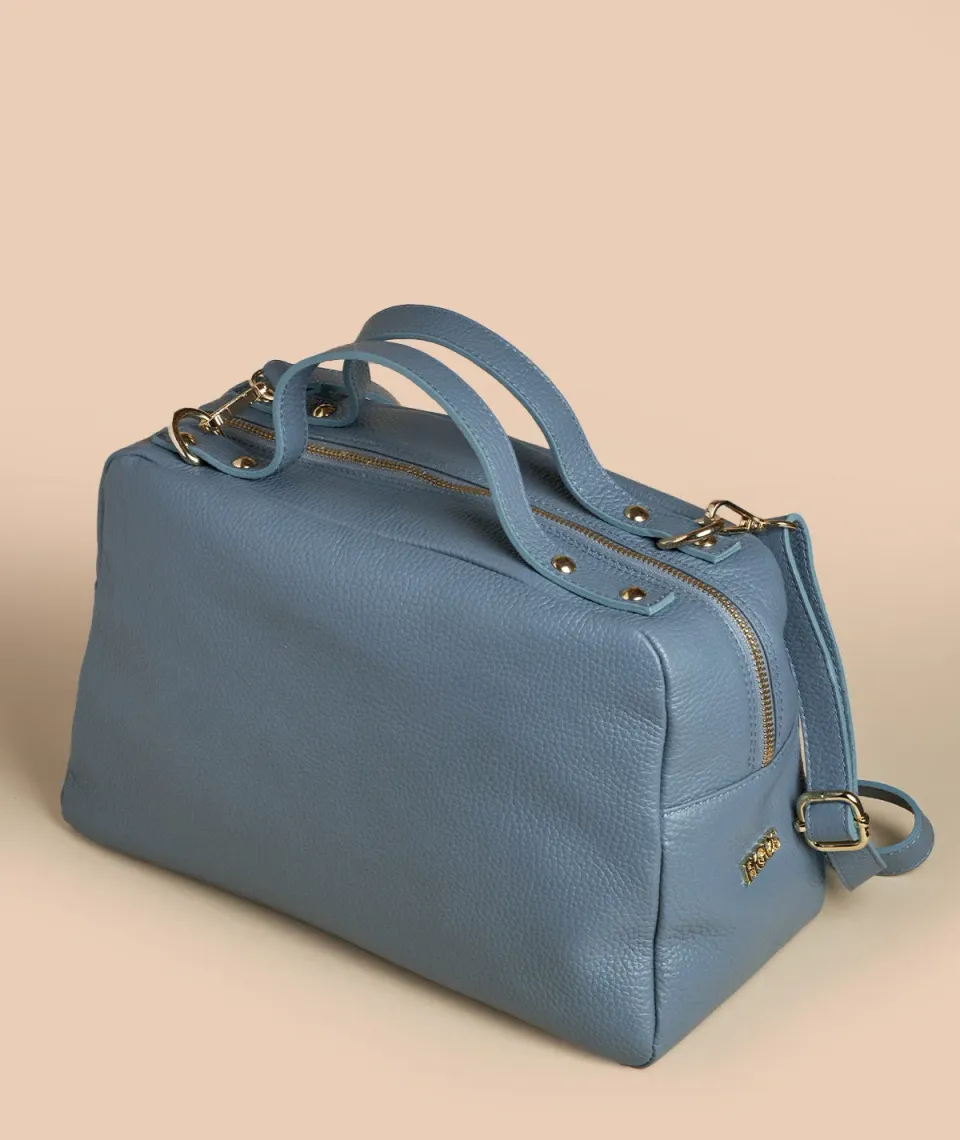 Figus Otto Borsa a Spalla Azzurro Dust Pelle Martellata