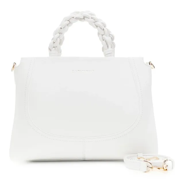 CafèNoir Tote Effetto Pelle Bianca Manico Intrecciato