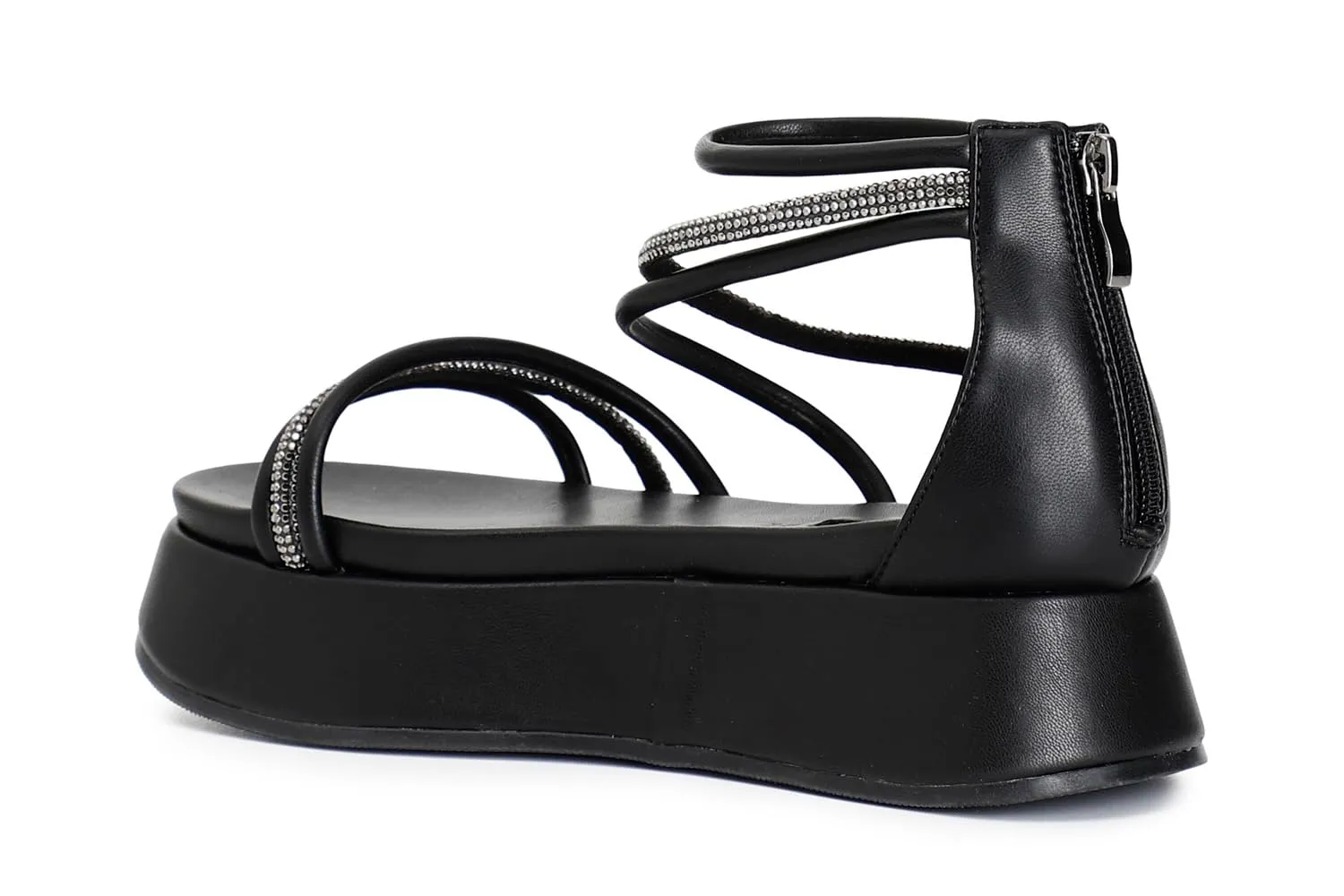 CafèNoir Sandali Asimmetrici Zeppa 3,5 cm Mignons Strass