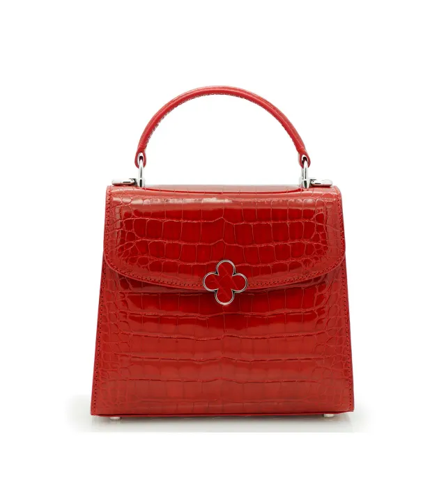 Cardinal Milano Tiffany Red Alligator Borsa a Mano Rossa Alligatore
