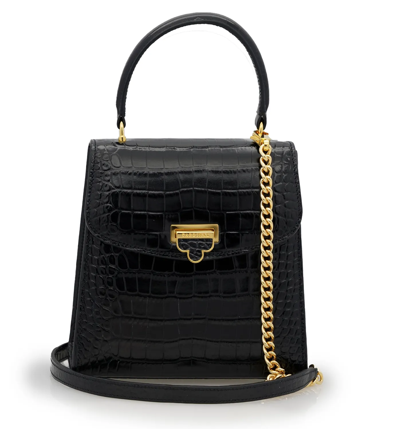 Cardinal Milano Tiffany borsa nera vitello stampa coccodrillo