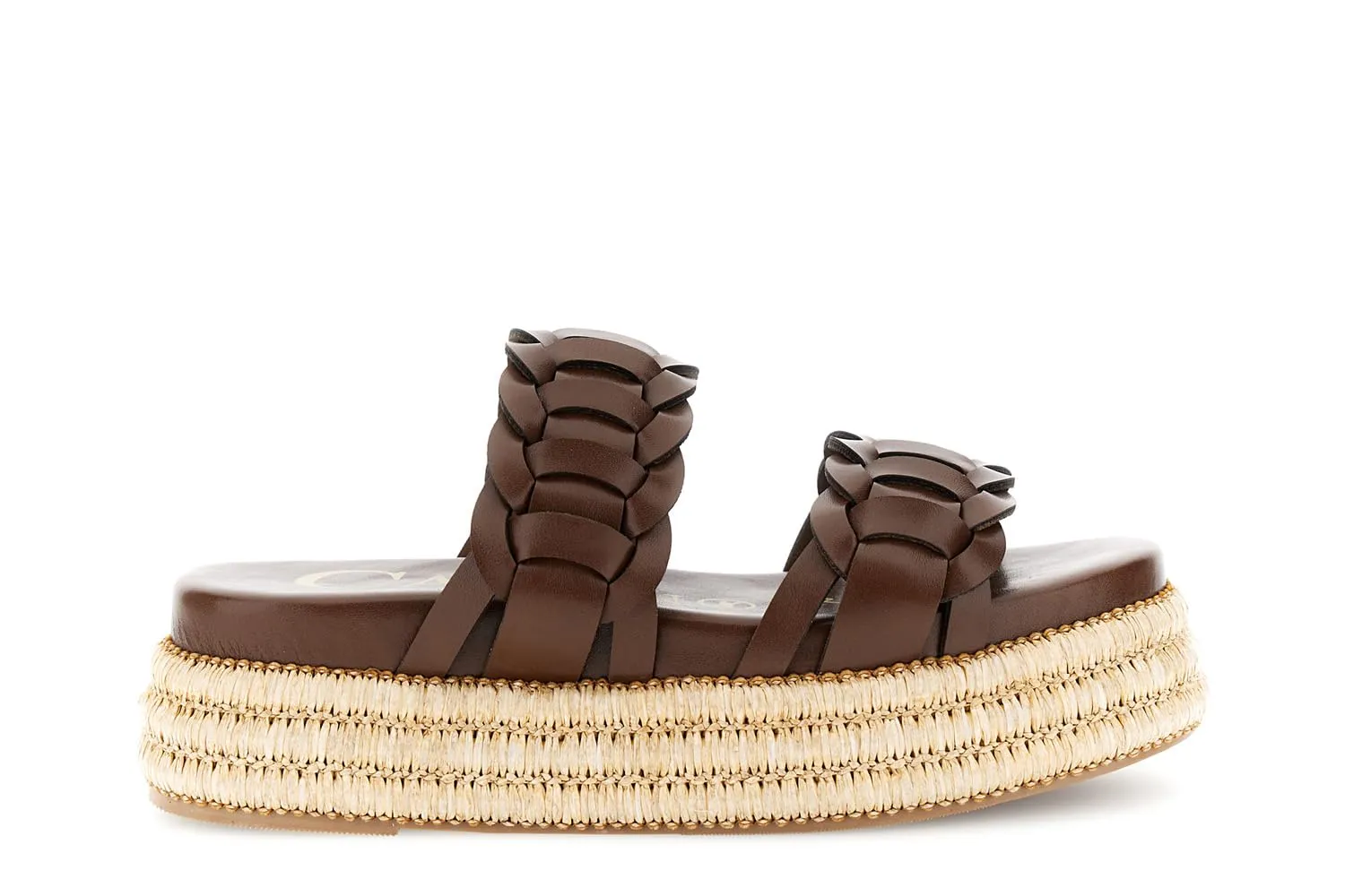 CafèNoir Sandalo Zeppa Rafia Off White Due Fasce 36