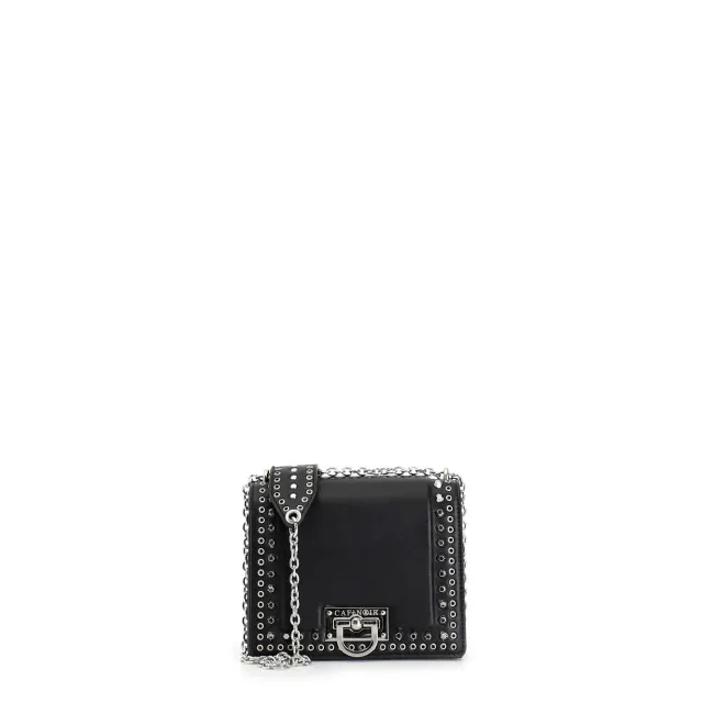 CafèNoir Borsa a Spalla Pattina Nera con Rivetti