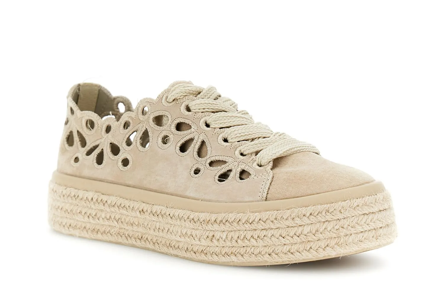 CafèNoir Sneakers Pelle Intagli Laserati Donna Beige