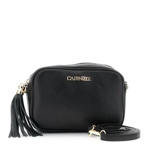 CafèNoir Camera Bag borsa pelle martellata nappina nero