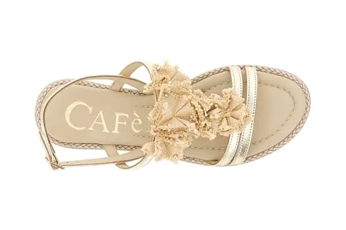 CafèNoir Sandali T Pelle Laminata Platino Rafia Donna