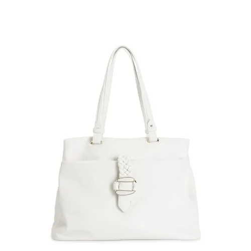 CafèNoir Treccia Metallo Shopping Bag Bianca Morbida
