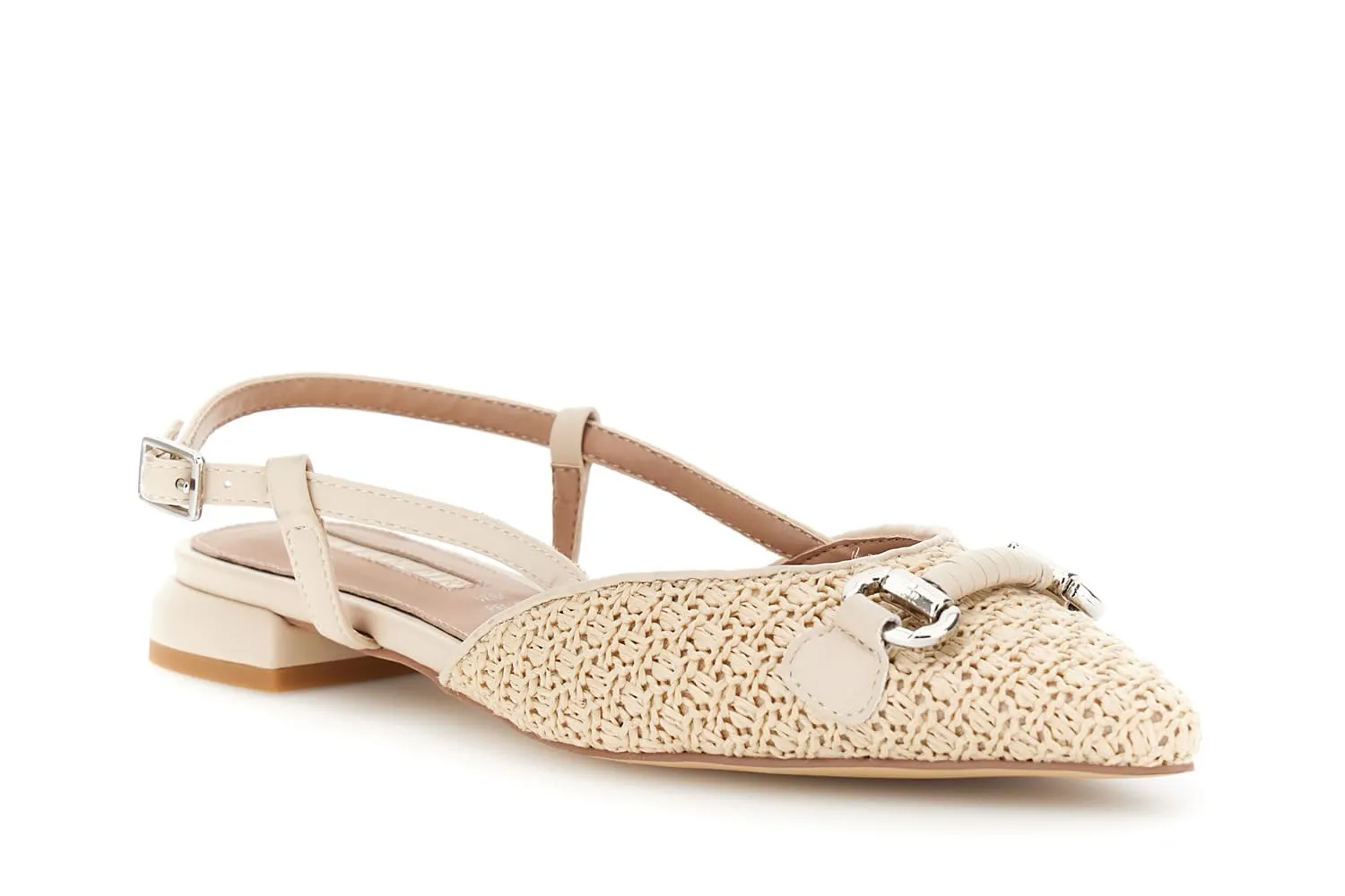 CafèNoir Ballerine Slingback Rafia Morsetto Nude