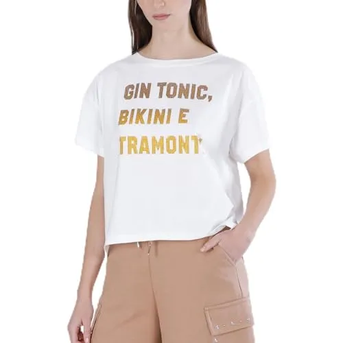 CafèNoir Gin Tonic Bikini Tramonti T-Shirt Donna Off White Cotone