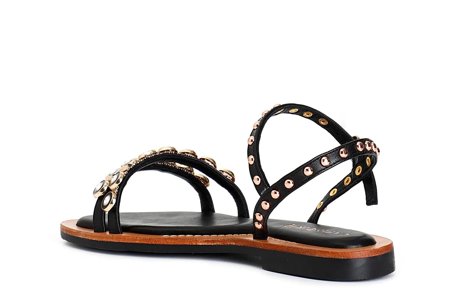 CafèNoir Gilda sandali nappa bianco borchie strass