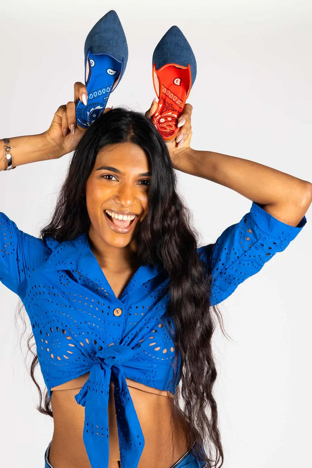 Figus Sabot Blu e Rosso sabot denim fatto a mano