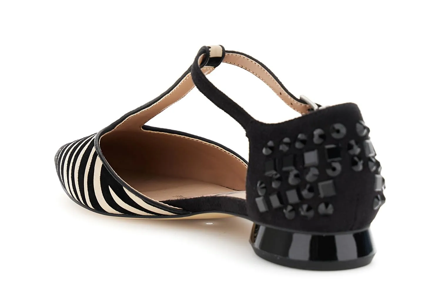 CafèNoir Ballerine Camoscio Zebra Strass Nero Beige