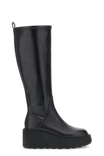 CafèNoir stivali pelle donna neri tacco 7,5 cm plateau