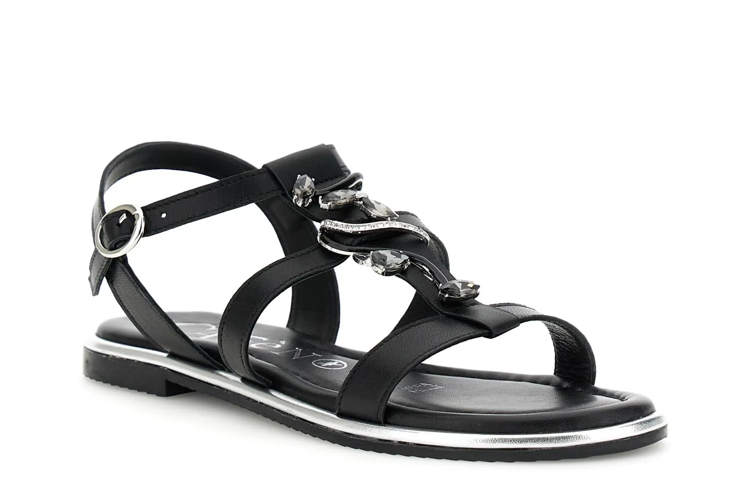 CafèNoir Sandalo a T Pelle Nero Gioiello 36 EU