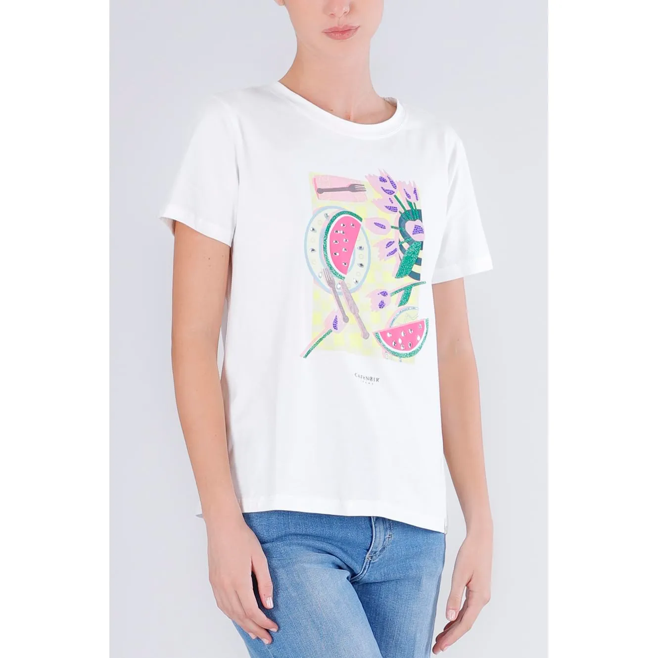 CafèNoir T-Shirt Multifrutti Maglia Cotone Off White M