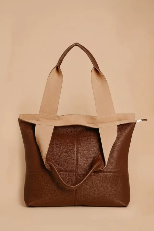 Figus Shopper Dollaro tote bag pelle marrone