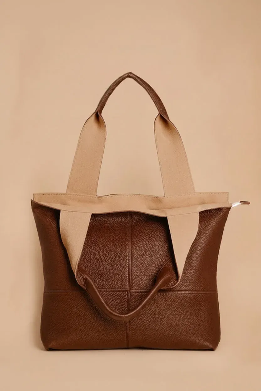 Figus Shopper Dollaro tote bag pelle marrone