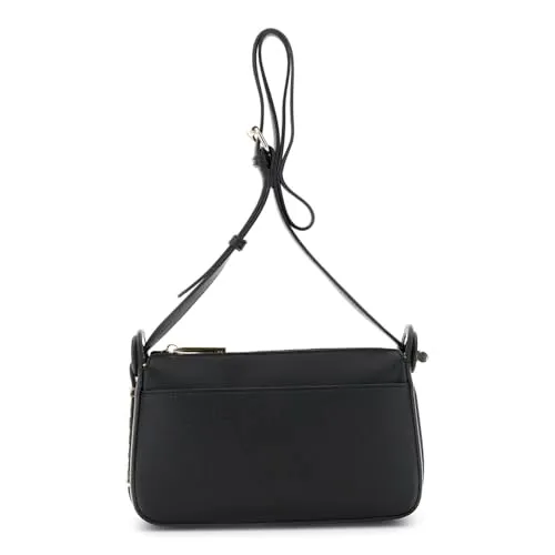 CafèNoir Camera Bag Effetto Pelle Nera Occhielli